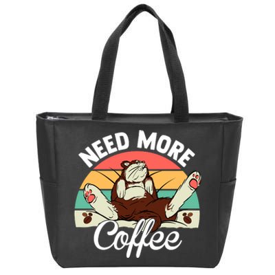 Need More Coffee Lazy Cat Gift Funny Zip Tote Bag