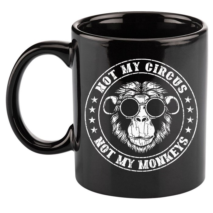 Not My Circus Monkeys Funny Monkey Animal Lover 11oz C Handle Ceramic Mug