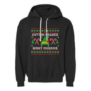 Ninny Muggins! Cotton Headed Funny Christmas Elf Holiday Garment-Dyed Fleece Hoodie