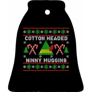 Ninny Muggins! Cotton Headed Funny Christmas Elf Holiday Ceramic Bell Ornament