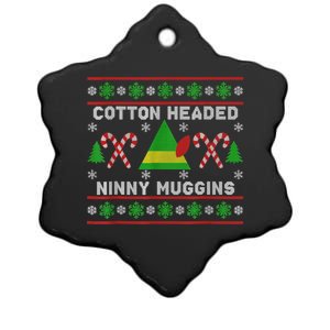 Ninny Muggins! Cotton Headed Funny Christmas Elf Holiday Ceramic Star Ornament