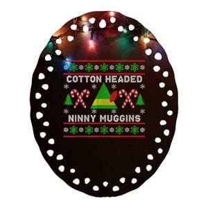 Ninny Muggins! Cotton Headed Funny Christmas Elf Holiday Ceramic Oval Ornament