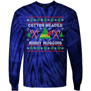 Ninny Muggins! Cotton Headed Funny Christmas Elf Holiday Tie-Dye Long Sleeve Shirt