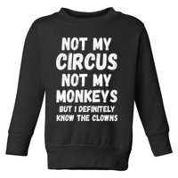 Not My Circus Not My Monkeys But I Definitely Know The Clowns Toddler Sweatshirt