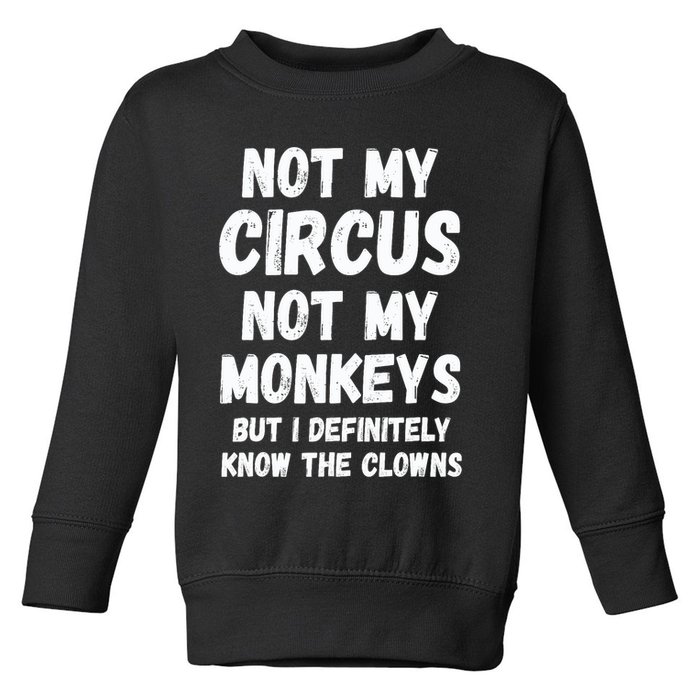 Not My Circus Not My Monkeys But I Definitely Know The Clowns Toddler Sweatshirt