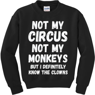 Not My Circus Not My Monkeys But I Definitely Know The Clowns Kids Sweatshirt
