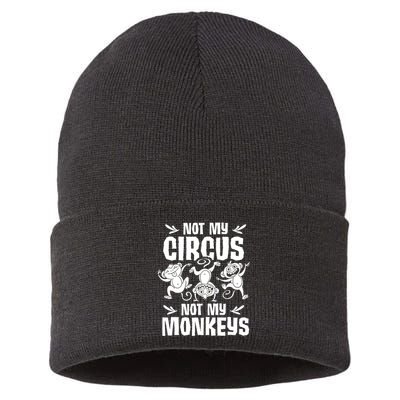 Not My Circus Not My Monkeys Saying Animal Lover Monkey Sustainable Knit Beanie