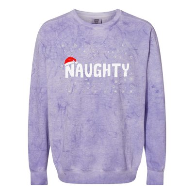 Naughty Matching Couple Christmas Xmas Holiday Women Colorblast Crewneck Sweatshirt