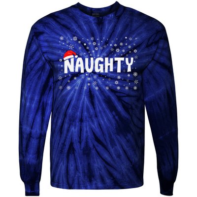 Naughty Matching Couple Christmas Xmas Holiday Women Tie-Dye Long Sleeve Shirt