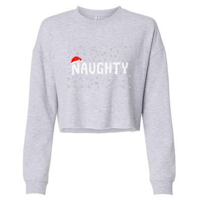 Naughty Matching Couple Christmas Xmas Holiday Women Cropped Pullover Crew