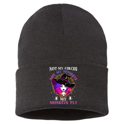 Not My Circus Not My Monkeys My Monkeys Fly Witch Halloween Sustainable Knit Beanie