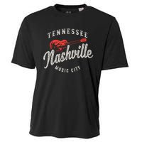 Nashville Music City Guitar Vintage Gift Cooling Performance Crew T-Shirt