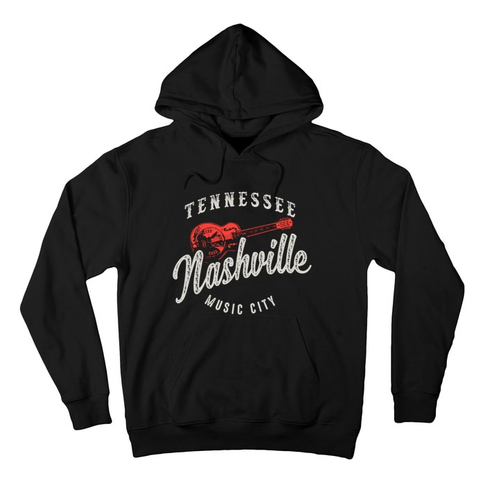 Nashville Music City Guitar Vintage Gift Hoodie