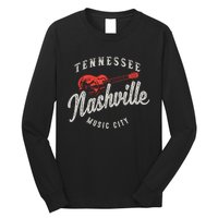 Nashville Music City Guitar Vintage Gift Long Sleeve Shirt