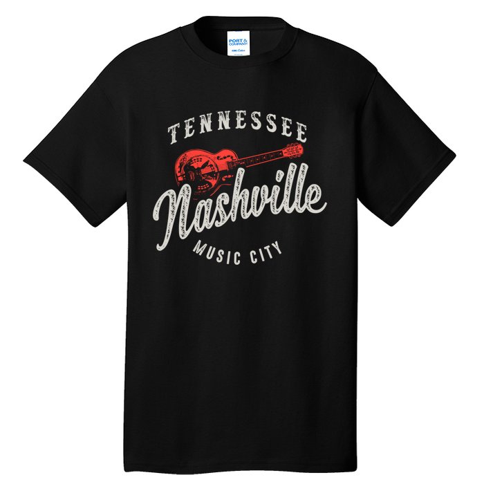 Nashville Music City Guitar Vintage Gift Tall T-Shirt