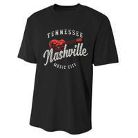 Nashville Music City Guitar Vintage Gift Performance Sprint T-Shirt