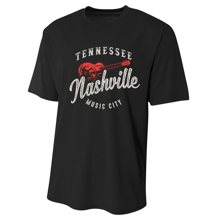 Nashville Music City Guitar Vintage Gift Performance Sprint T-Shirt