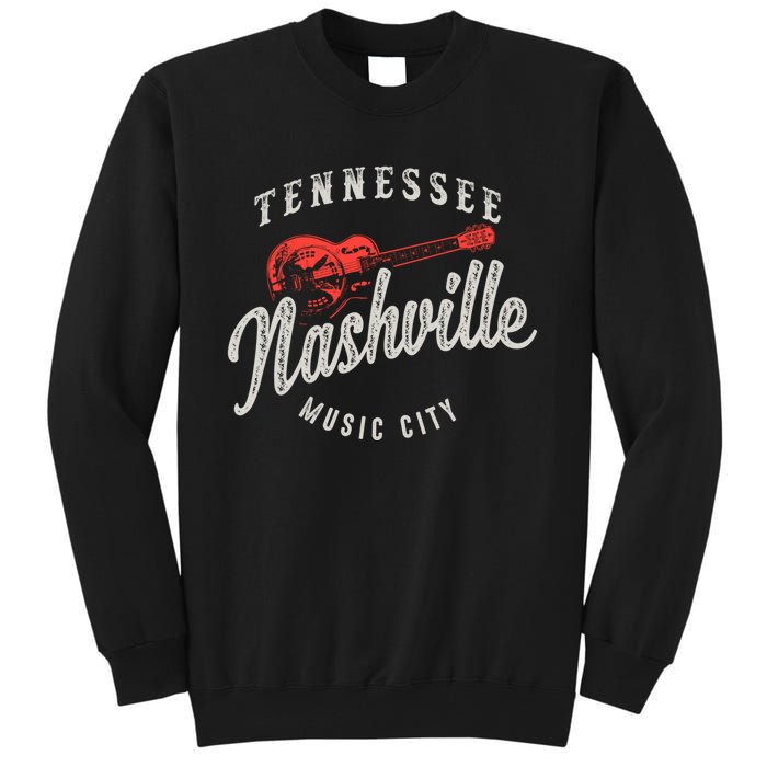 Nashville Music City Guitar Vintage Gift Tall Sweatshirt