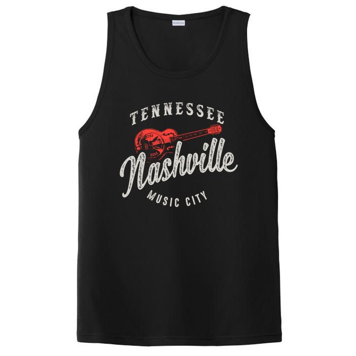 Nashville Music City Guitar Vintage Gift PosiCharge Competitor Tank