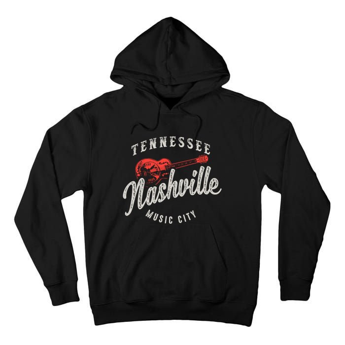 Nashville Music City Guitar Vintage Gift Tall Hoodie