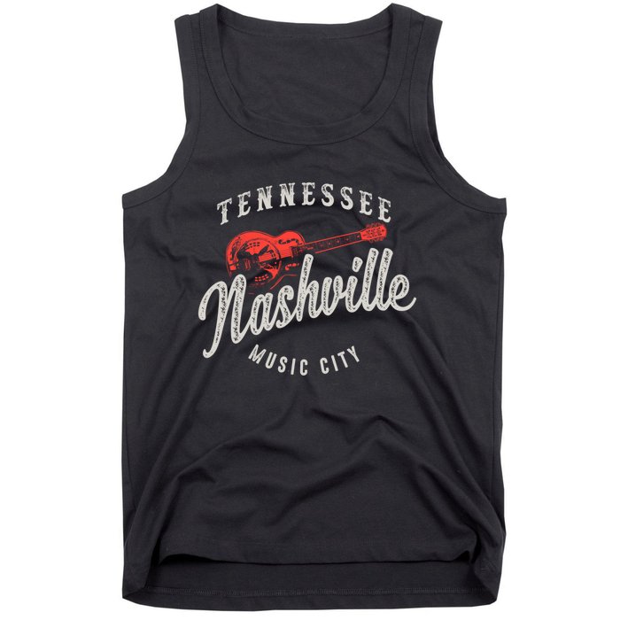 Nashville Music City Guitar Vintage Gift Tank Top