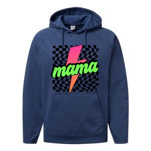 Neon Mama Checkered Mom Lightning Bolt Performance Fleece Hoodie