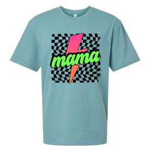 Neon Mama Checkered Mom Lightning Bolt Sueded Cloud Jersey T-Shirt