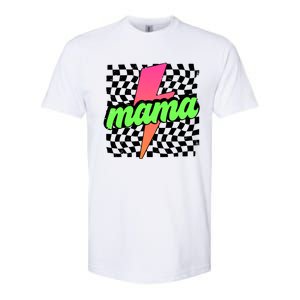 Neon Mama Checkered Mom Lightning Bolt Softstyle CVC T-Shirt