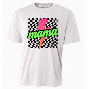 Neon Mama Checkered Mom Lightning Bolt Cooling Performance Crew T-Shirt