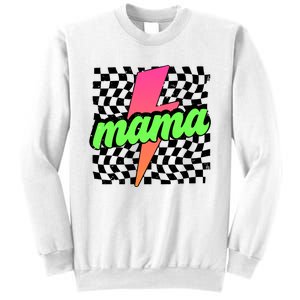 Neon Mama Checkered Mom Lightning Bolt Sweatshirt