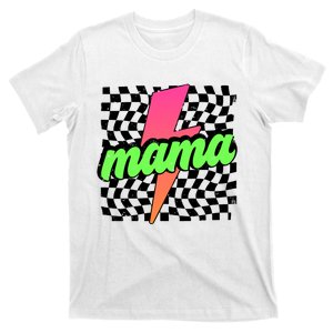 Neon Mama Checkered Mom Lightning Bolt T-Shirt