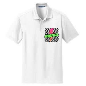 Neon Mama Checkered Mom Lightning Bolt Dry Zone Grid Polo