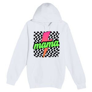 Neon Mama Checkered Mom Lightning Bolt Premium Pullover Hoodie