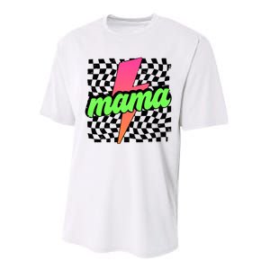 Neon Mama Checkered Mom Lightning Bolt Performance Sprint T-Shirt