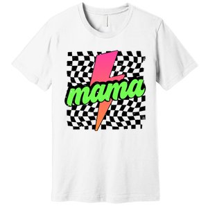 Neon Mama Checkered Mom Lightning Bolt Premium T-Shirt