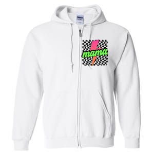 Neon Mama Checkered Mom Lightning Bolt Full Zip Hoodie