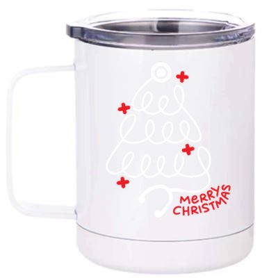 Nurse Merry Christmas Stethoscope Nurses Xmas Tree Pajamas Meaningful Gift 12 oz Stainless Steel Tumbler Cup