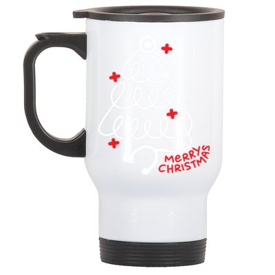 Nurse Merry Christmas Stethoscope Nurses Xmas Tree Pajamas Meaningful Gift Stainless Steel Travel Mug