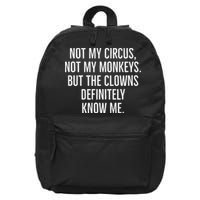Not My Circus Not My Monkeys But The Clowns Definitely Know 16 in Basic Backpack