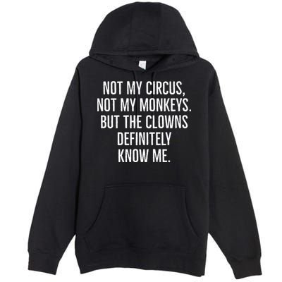 Not My Circus Not My Monkeys But The Clowns Definitely Know Premium Pullover Hoodie
