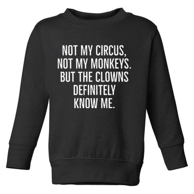 Not My Circus Not My Monkeys But The Clowns Definitely Know Toddler Sweatshirt