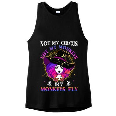 Not My Circus Not My Monkeys My Monkeys Fly Witch Halloween Ladies PosiCharge Tri-Blend Wicking Tank