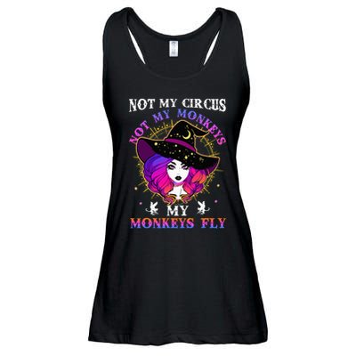 Not My Circus Not My Monkeys My Monkeys Fly Witch Halloween Ladies Essential Flowy Tank