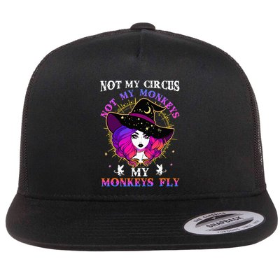 Not My Circus Not My Monkeys My Monkeys Fly Witch Halloween Flatbill Hat