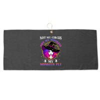 Not My Circus Not My Monkeys My Monkeys Fly Witch Halloween Large Microfiber Waffle Golf Towel