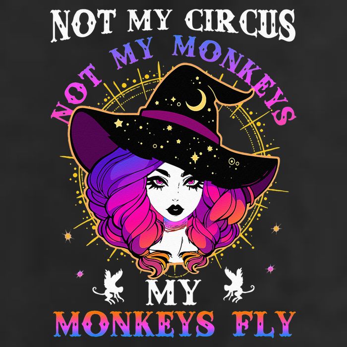 Not My Circus Not My Monkeys My Monkeys Fly Witch Halloween Large Microfiber Waffle Golf Towel