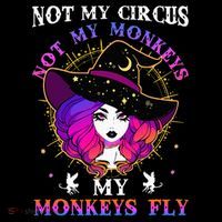 Not My Circus Not My Monkeys My Monkeys Fly Witch Halloween Cooling Performance Long Sleeve Crew