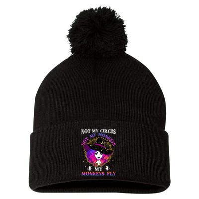 Not My Circus Not My Monkeys My Monkeys Fly Witch Halloween Pom Pom 12in Knit Beanie