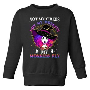 Not My Circus Not My Monkeys My Monkeys Fly Witch Halloween Toddler Sweatshirt