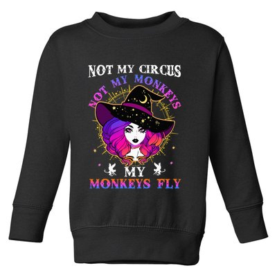 Not My Circus Not My Monkeys My Monkeys Fly Witch Halloween Toddler Sweatshirt